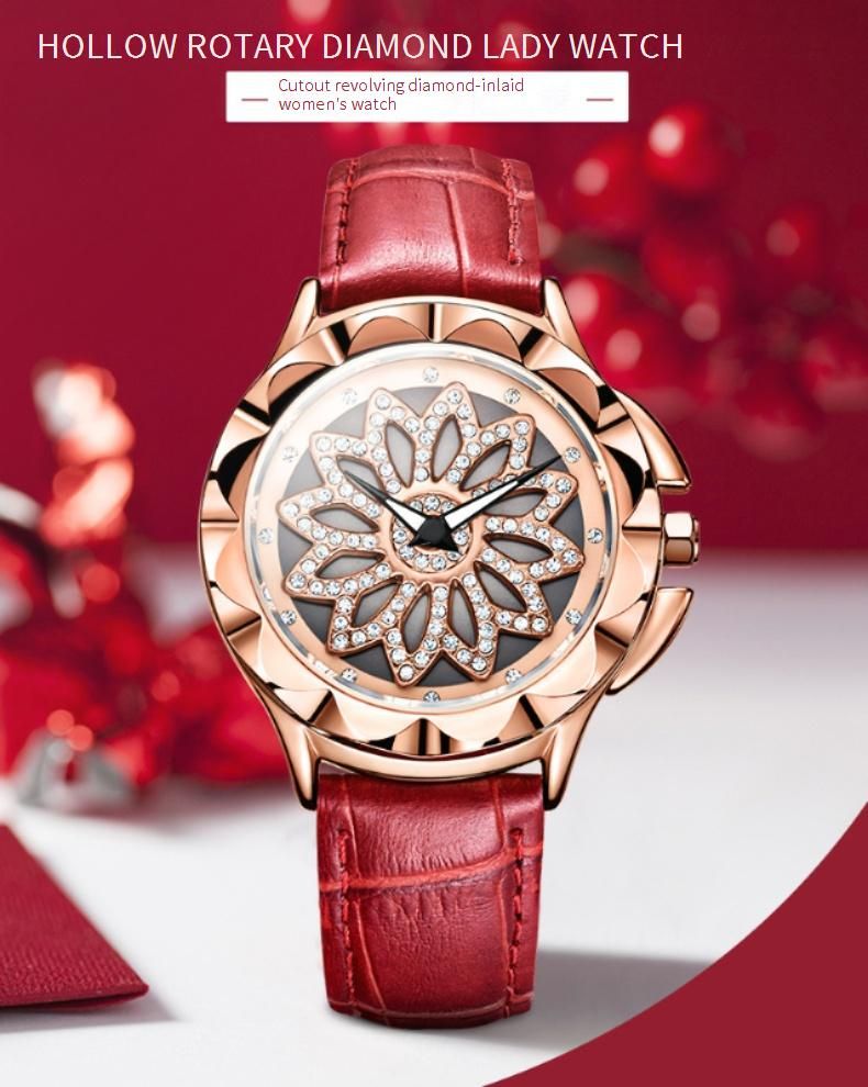 MEGIR Women's Fashion Watch With Rhinestones & Luminous Hands - Waterproof Quartz Watch For Casual Wear (White/Red)_voghion.com