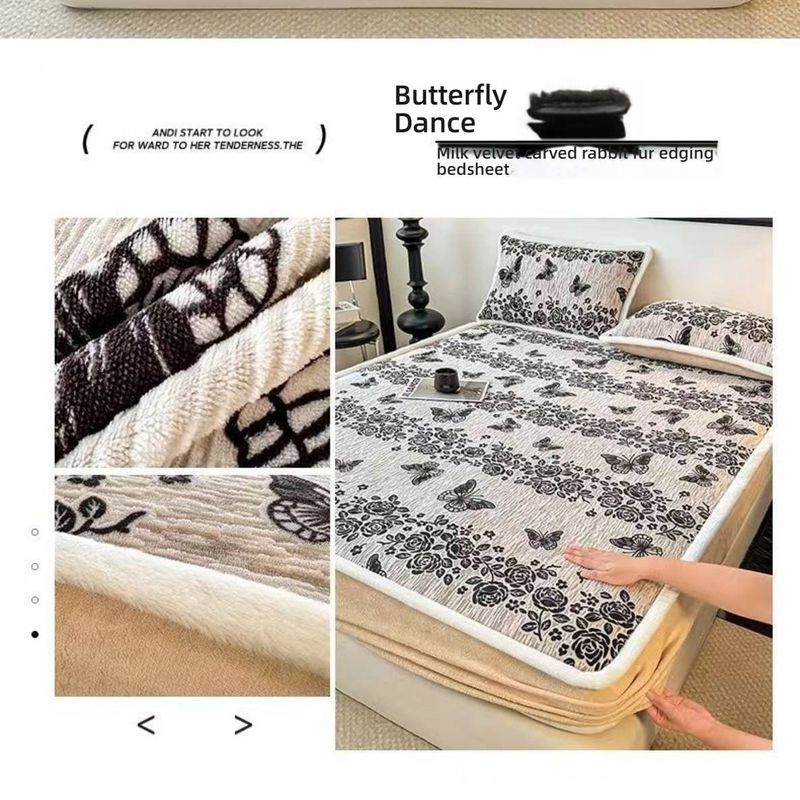 Premium Milk Fleece Fitted Sheet With 3D Carved Patterns – 360° Full Wrap, Anti-Static & Hypoallergenic For Ultimate Comfort_voghion.com