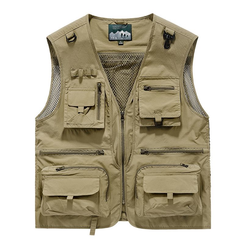 Men's Quick-Dry Mesh Vest With Multiple Pockets, Outdoor Fishing Photography Sleeveless Jacket, Plus Size (Up To 6XL)_voghion.com