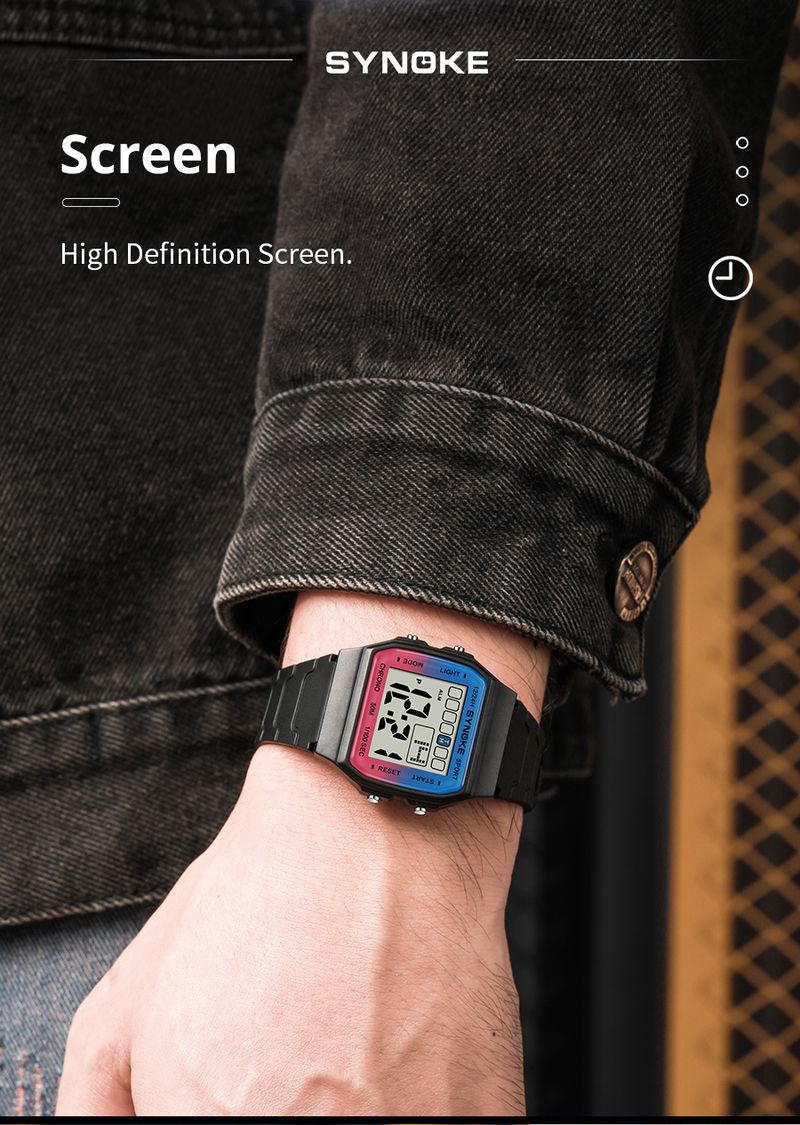 SYNOKE Student Electronic Watch Unisex Sport Watch For Kids Waterproof Luminous LED Digital Lady Retro Men Wrist Watch_voghion.com