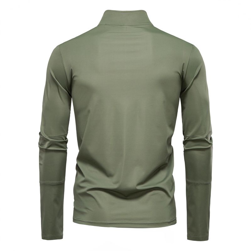 2025 Lente/Zomer Nieuw Heren Zonnebrandcrème en UV-bescherming UPf100+Base Shirt Lange Mouw Half Rits T-shirt Voor Heren_voghion.com