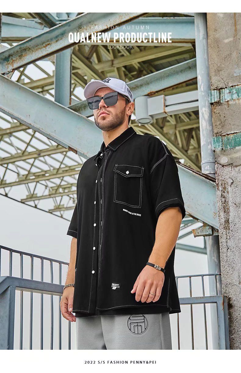 Camicia da uomo taglie forti a maniche corte, ampia, di alta qualità, in seta ghiacciata, casual, sottile_voghion.com