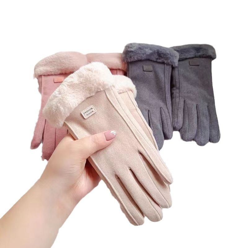 Guanti da ciclista elettrico alla moda per studenti, in velluto tedesco spesso e foderati in pile caldo da donna_voghion.com