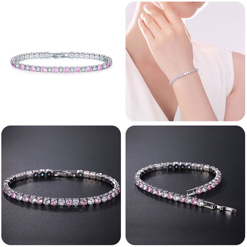 Pulseira de zircônia fileira única 4mm redondo diamante completo tênis corrente cross border hip hop jóias tênis pulseira_voghion.com