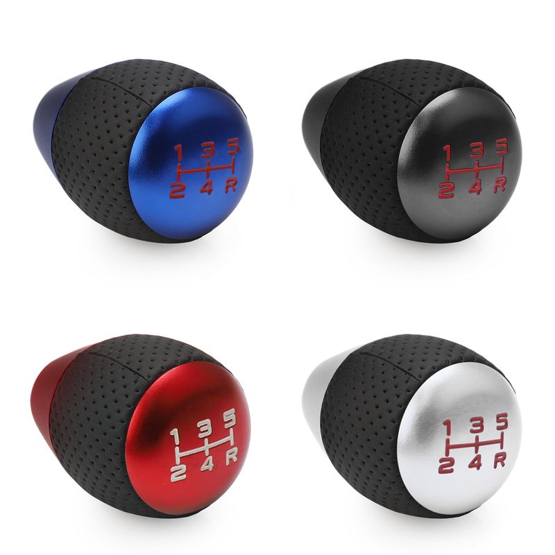 Pomello del cambio in pelle con adattatore M8 M10 M12 per auto in alluminio universale, testa a 5 velocità_voghion.com