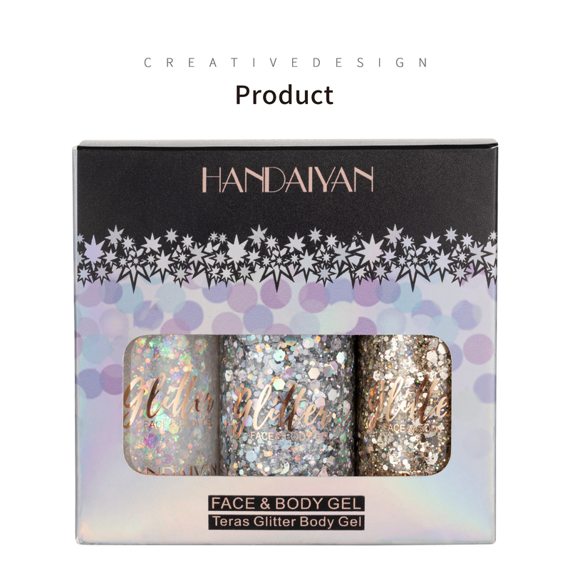 HANDAIYAN 3-teiliges Glitzer-Lidschatten-Gel-Set – Meerjungfrauen-schimmernde Körperlotion, flüssiger Lidschatten, Mehrzweck-Make-up für Gesicht und Körper_voghion.com