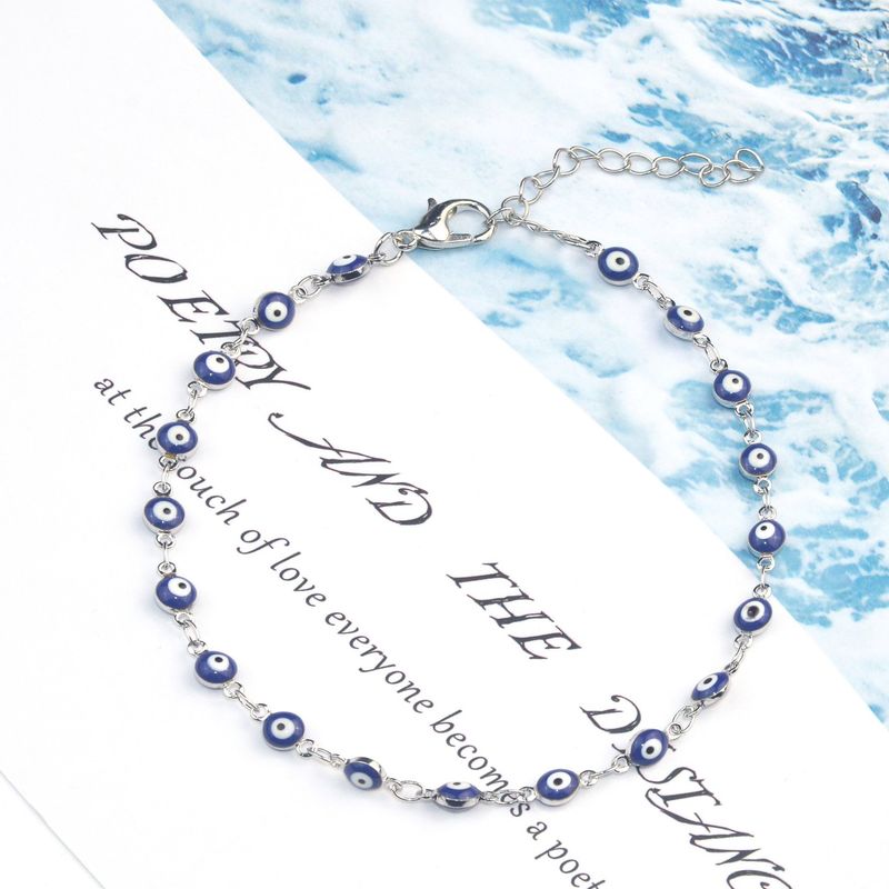 Tobillera con aro para el pie, accesorio sencillo de alta gama para mujer, joyería de playa con ojo de diablo._voghion.com