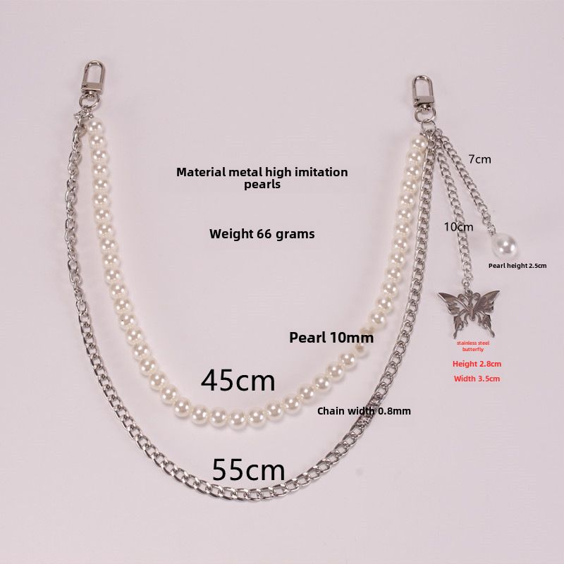 Europäischer und amerikanischer grenzüberschreitender Schmuck, einfacher Joker, Edelstahl, Schmetterling, Taille, kalter Stil, handgefertigte Perlentasche, Hosenkette_voghion.com