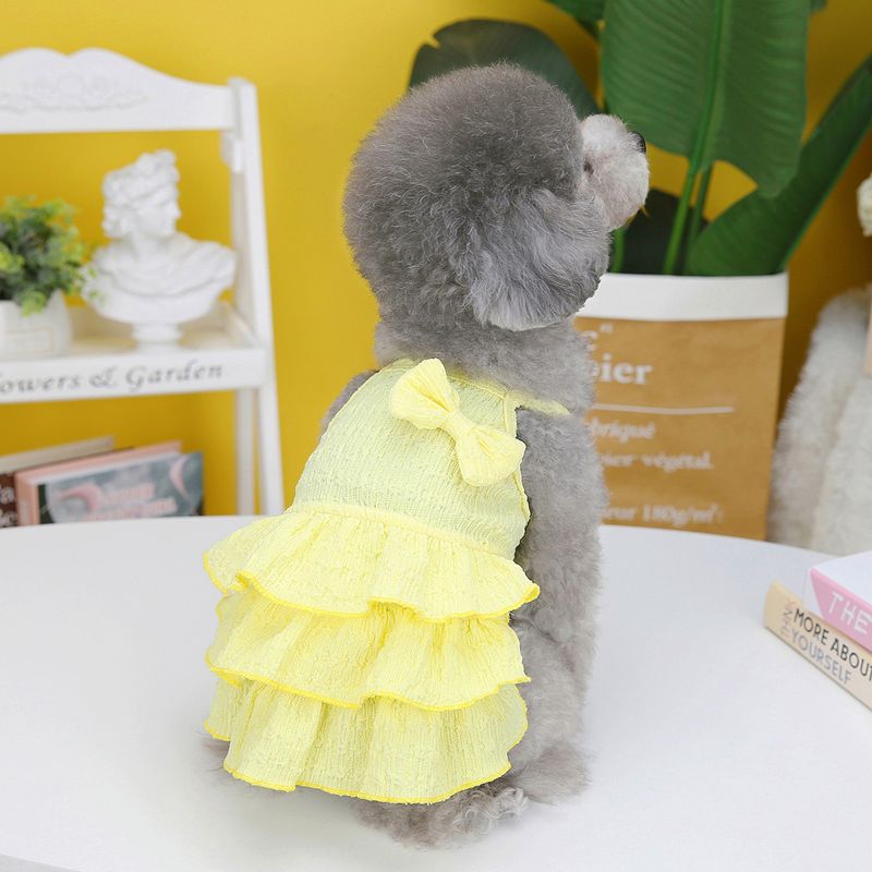 Pet Clothes Spring Summer New Teddy Small Dog 23 Candy Color Layered Dress_voghion.com