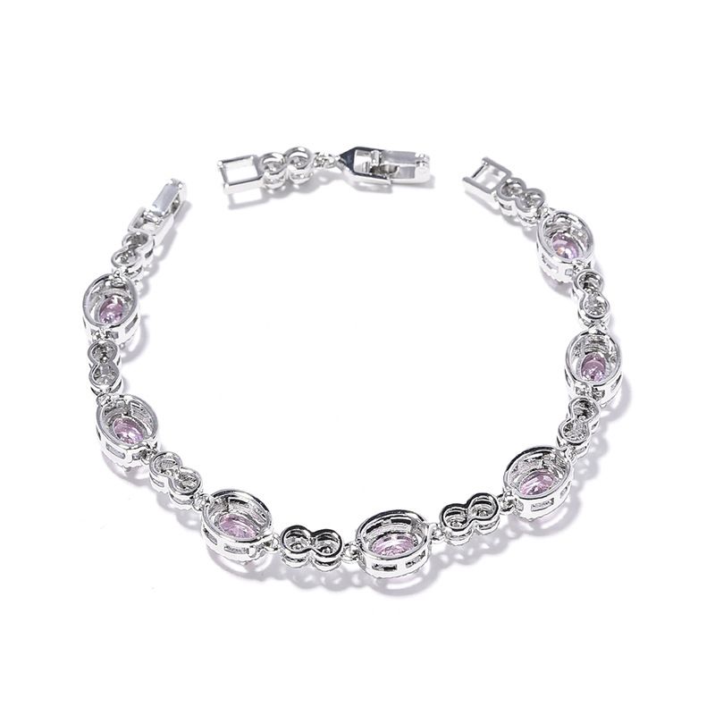 Korean Blue Color Treasure Rectangular Light Luxury Pure Handmade Inlaid Geometric Colored Zircon Bracelet for Women_voghion.com