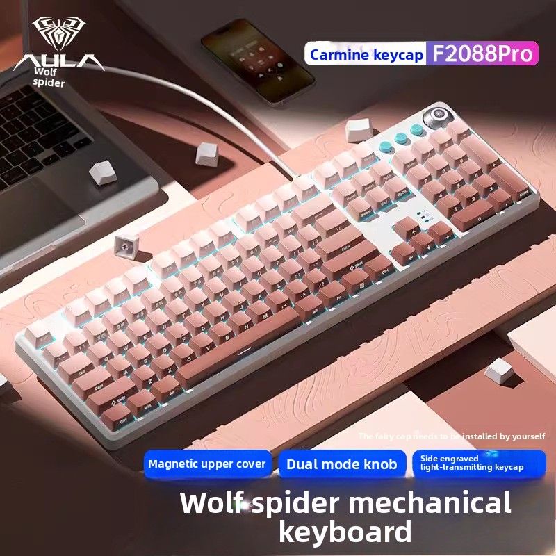 Tarantula F2088Pro Kabelgebundene mechanische Tastatur, Blaue Achse, Rote Achse, Tee-Achse, Notebook, E-Sport-Spiel, mit magnetischer oberer Abdeckung_voghion.com