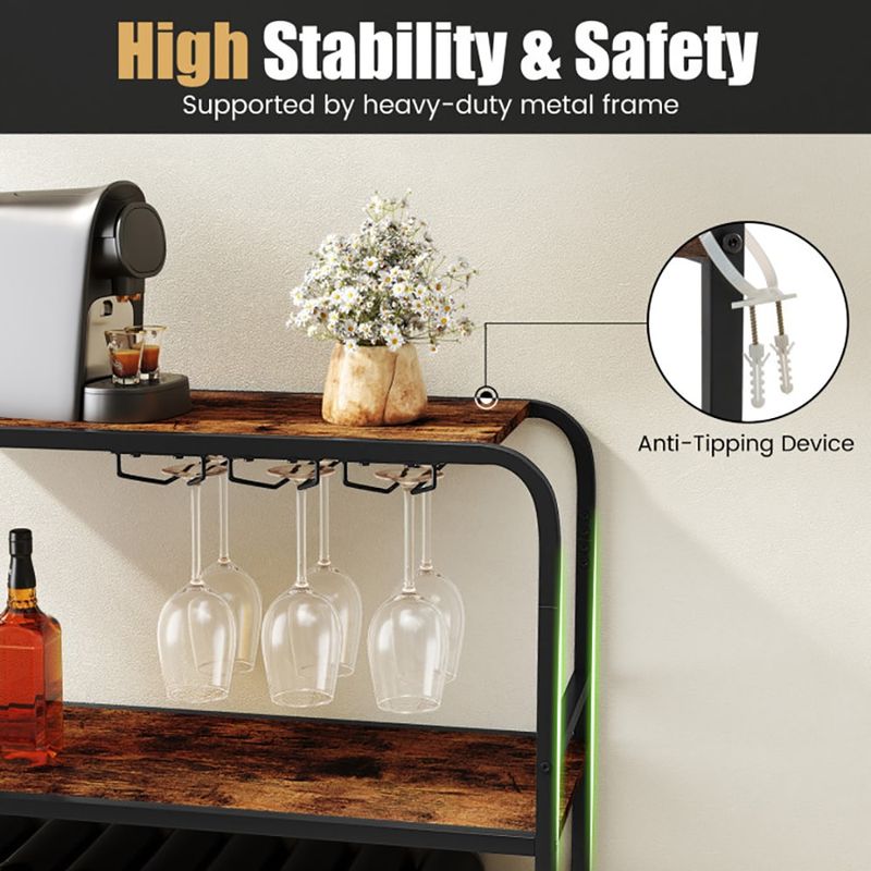 16 Bottle Wine Rack With 5-Tier Wine Shelf And Glass Holders For Kitchen Bar_voghion.com