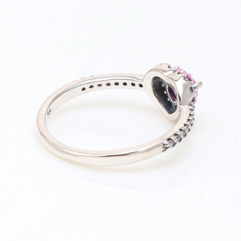 New White Copper Shining Luxurious Pink Light Noble Heart Dia Stacking Ring Gift Female_voghion.com