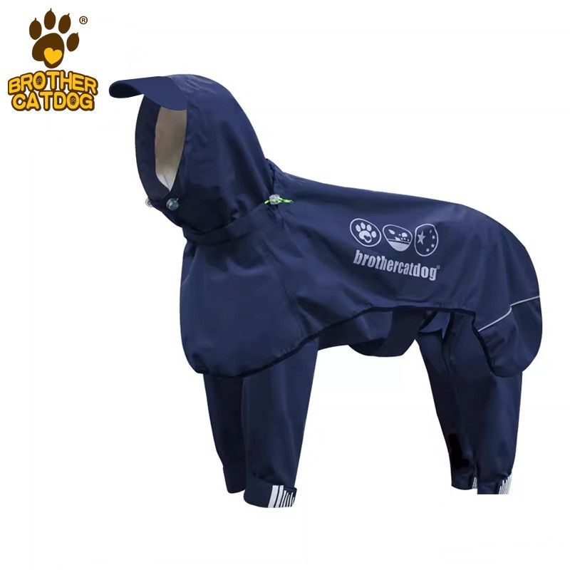 New Dog Raincoat Full Coverage Four-Legged Rain Poncho High-Quality Waterproof Strip Non-Blocking Pet Hooded Clothing_voghion.com