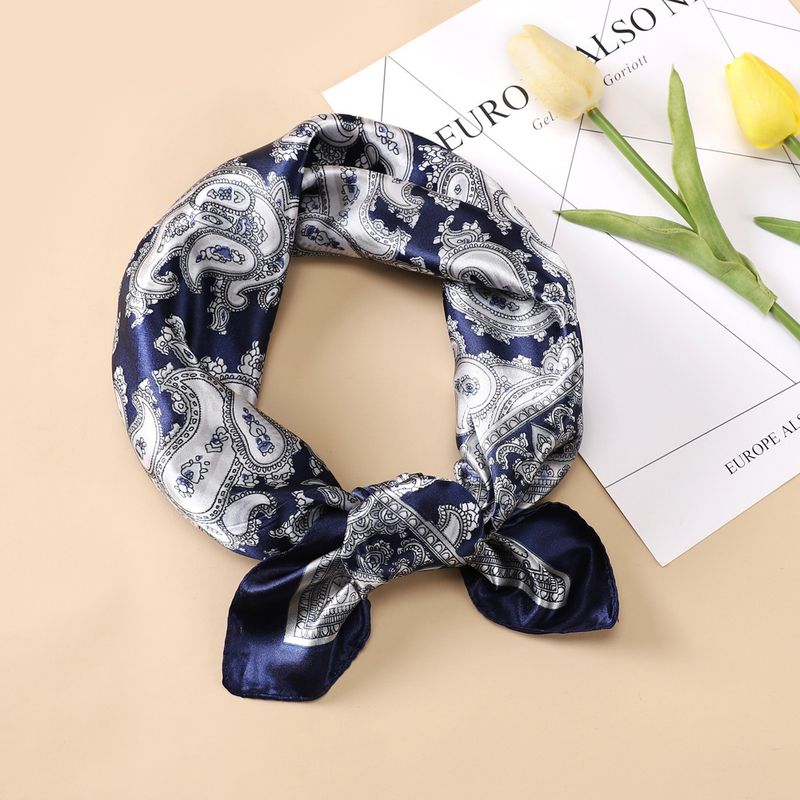 60cm Silk-Like Square Scarf Flight Attendant Style Neck Scarf Elegant Uniform Accessory Handbag Tie_voghion.com