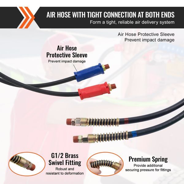 12FT Semi Truck Air Lines Kit, 3-in-1 Air Hoses & ABS Power Line For Semi Truck Trailer Tractor, 7-Way Plug Electrical Cord Cable And Rubber Ai_voghion.com