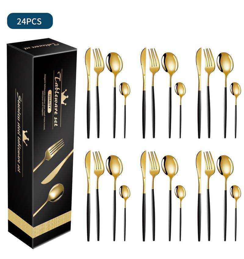 Set di posate Brilliance in acciaio inossidabile da 16/24 pezzi - Coltello, forchetta, cucchiaio, stile europeo di alta qualità, confezione regalo, acciaio 410 lucidato a specchio, posate eleganti_voghion.com