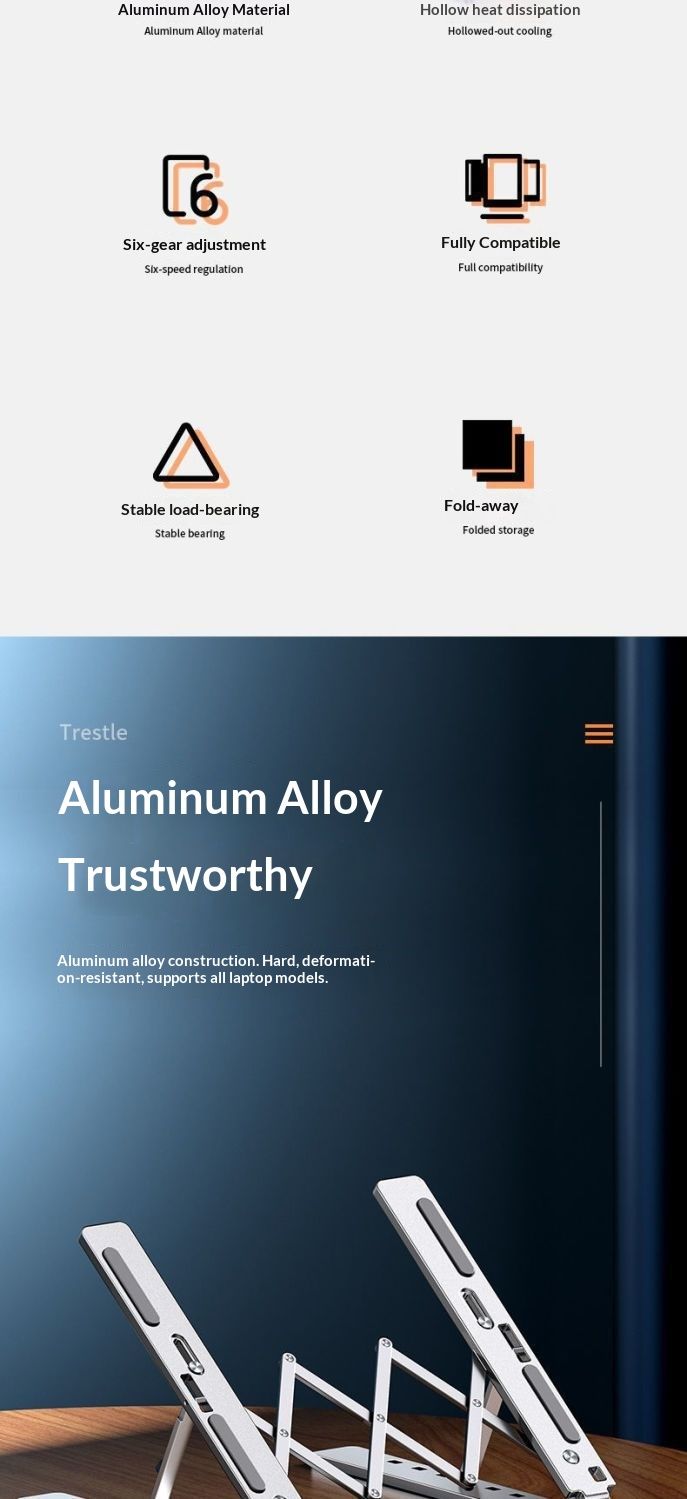 NeoGear Aluminum Alloy Laptop Fully Compatible With Gaming Laptops Universal Metal Cooler Heightening Stand Foldable Portable_voghion.com