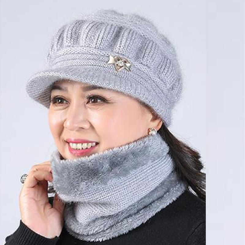 Mütze und Schal-Set für Damen, Winter, weiblich, warm, Strickmütze, Schal und Samt, winddicht, Radmütze, Skimütze, Schals-Set_voghion.com