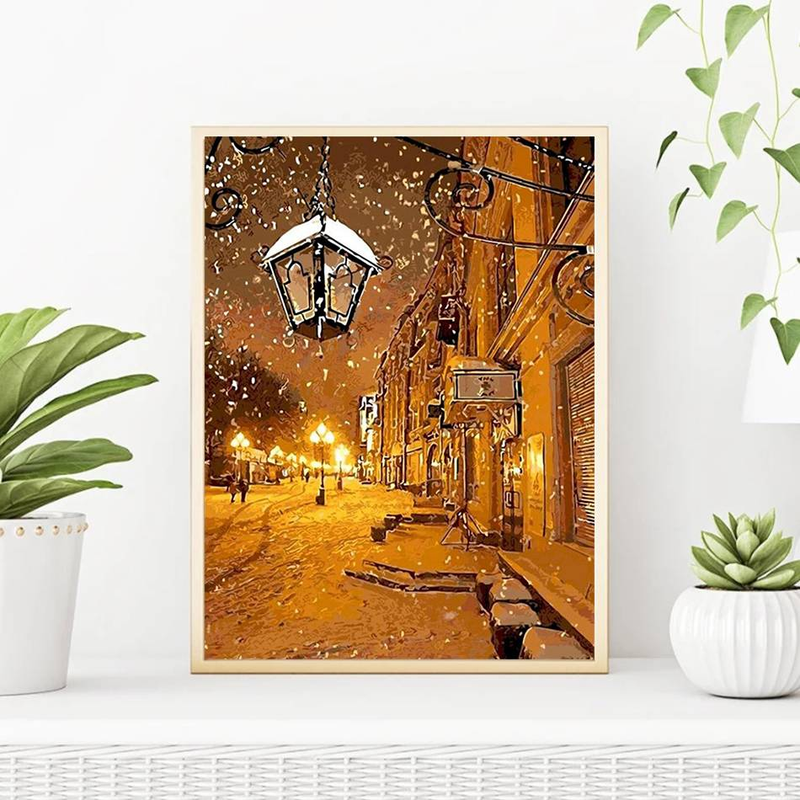 RUOPOTY Oil Paint By Numbers Kits Canvas Painting Winter Snow Castle Paint For Painting Wall Decor _voghion.com
