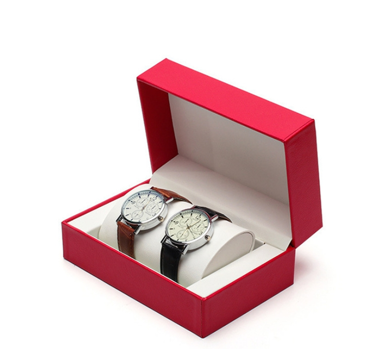 Flip Cover Pu Watch Box Couple Watch Box Watch Necklace Set Gift Box Jewelry Box_voghion.com