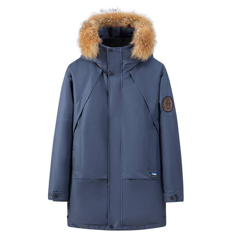 Herenkleding Zijde katoenen jas dik middel en lang winter wit eenden Zijde katoenen paar jas heren mode kunstbont_voghion.com