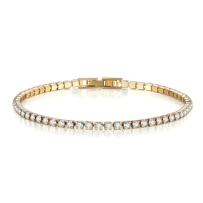 Brățară tenis unisex cu zirconiu pentru femei, brățară placată cu aur, cu un singur rând de diamant, bijuterii de vânzare fierbinte_voghion.com
