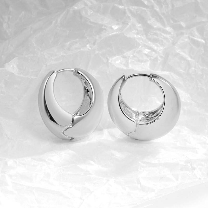 Gioielleria Ottone Galvanica 14K Orecchini in Oro Vero Orecchini in Metallo Liscio Semplice Stile Ins Orecchini Autunnali e Invernali per Le Donne_voghion.com