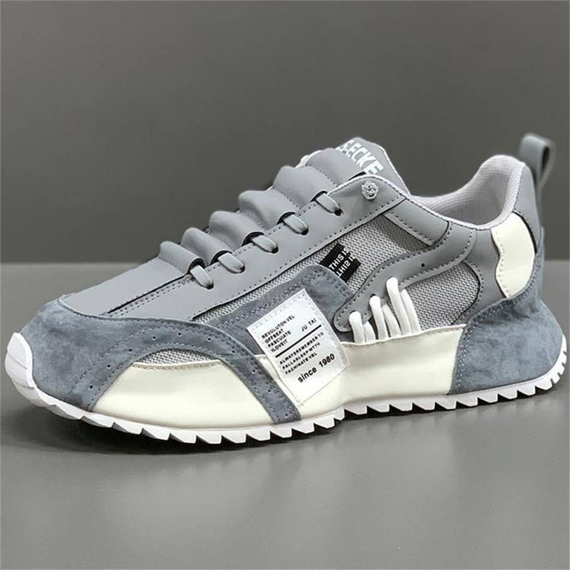 Fashion Sneakers Men's Mesh Artificial Leather Splicing Thick Sole Non-Slip Running Shoes 39-47_voghion.com