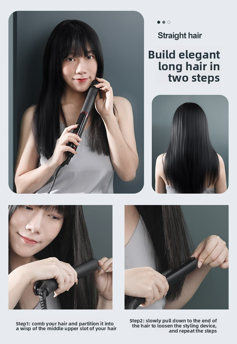 2-In-1 Hair Straightener & Curling Iron - Fast Heating Styling Tool With Ceramic Plates (Dual Voltage Adjustable Temperature Travel-Friendly)_voghion.com