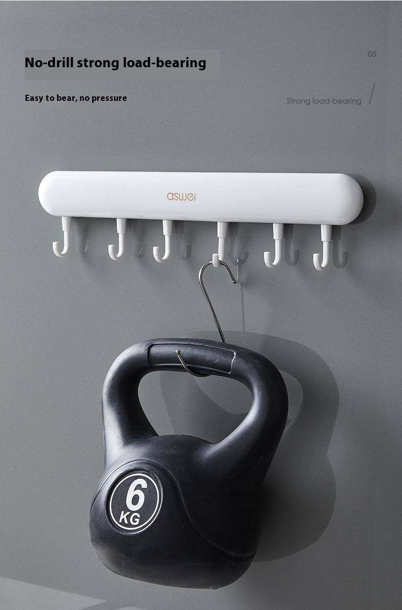 6-Pack Adhesive Hooks – Heavy Duty No Drill Wall Hooks For Bathroom, Kitchen & Door (White, ABS, Holds 5kg, Modern Minimalist)_voghion.com