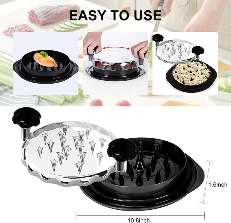 Manual Meat & Vegetable Shredder - Plastic Kitchen Tool For Pulled Chicken, Pet Food & Salad Prep (Red/Black, Compact Design)_voghion.com