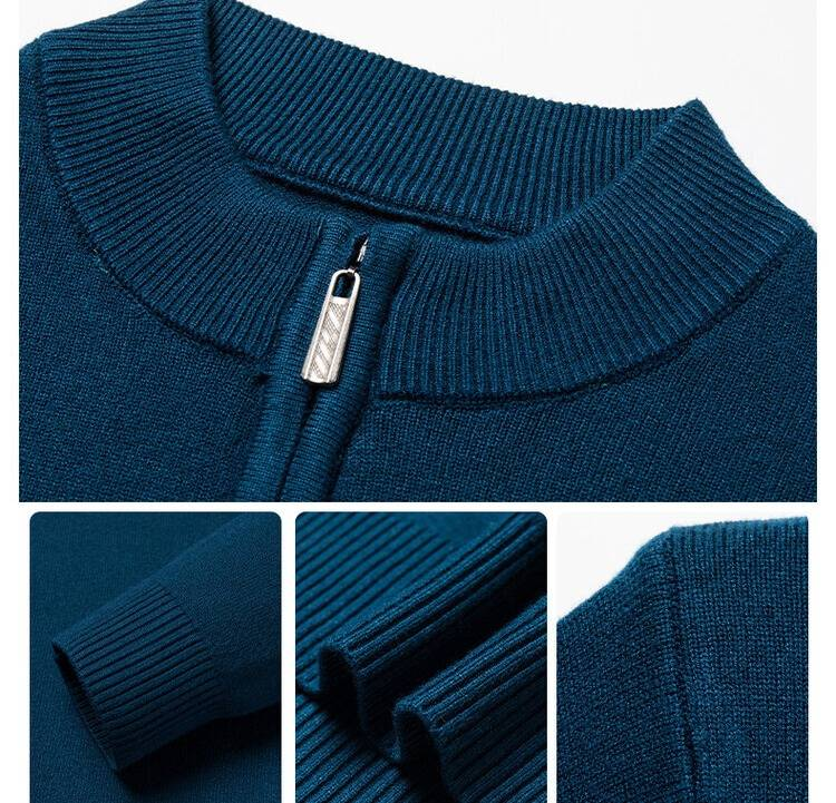 Men’s Half-Zip Knit Sweater – Warm Winter Pullover (Burgundy/Black/Camel/Tibetan Blue/Greyish, M-XXXXL)_voghion.com