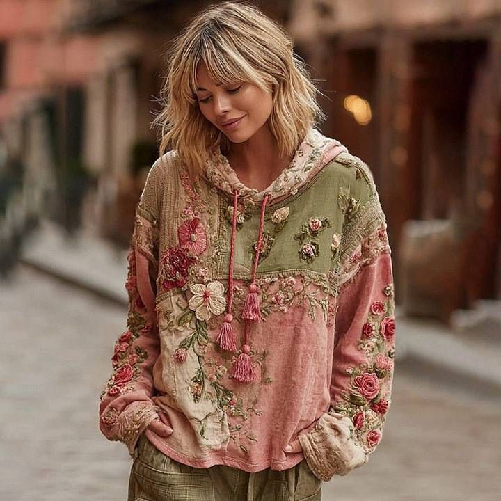 Women's Stylish Japanese Ethnic Floral Print Oversized Long Sleeve Tunic Top - Loose Fit Boho Chic Streetwear For Autumn Winter_voghion.com