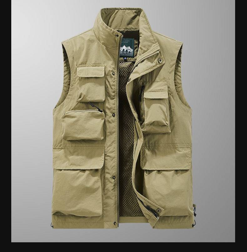 Utility-Weste mit mehreren Taschen für Outdoor-Aktivitäten – Leichtes Nylon mit Reißverschluss_voghion.com