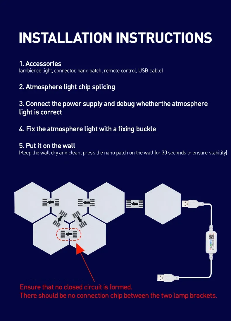 Lampada da parete esagonale a LED RGBIC Tuya da 20 pezzi, per interni, con controllo remoto APP, luce notturna per computer, sala giochi, camera da letto, comodino_voghion.com