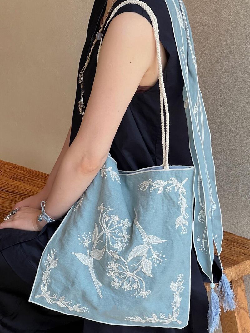 Rete Reddit Stile Moda Centinaia Borsa Ricamo Colore Collisione Giuntura Tessitura Cinghia Design Borsa a Tracolla 2025 Primavera Estate Nuovo Casual Quotidiano_voghion.com