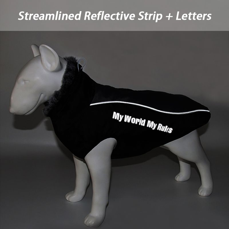 Casaco impermeável de inverno para cães, jaqueta quente com coleira de pele para animais de estimação com arnês removível, roupas para cães grandes, Bulldog da loja PawParty_voghion.com