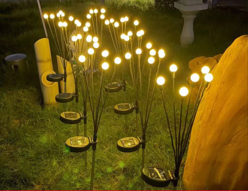 Luzes de jardim decorativas solares para exterior, estilo vaga-lume, à prova d'água, para pátio, jardim, vila, paisagem, com estaca para gramado._voghion.com