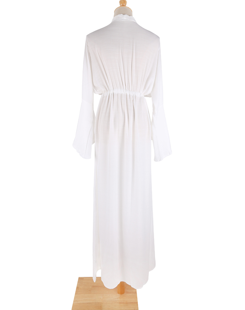 Nuovo vestito da spiaggia sexy con scollo a V profondo e maniche svasate in tessuto di bambù, copricostume da bagno, maglietta protettiva solare per donna_voghion.com