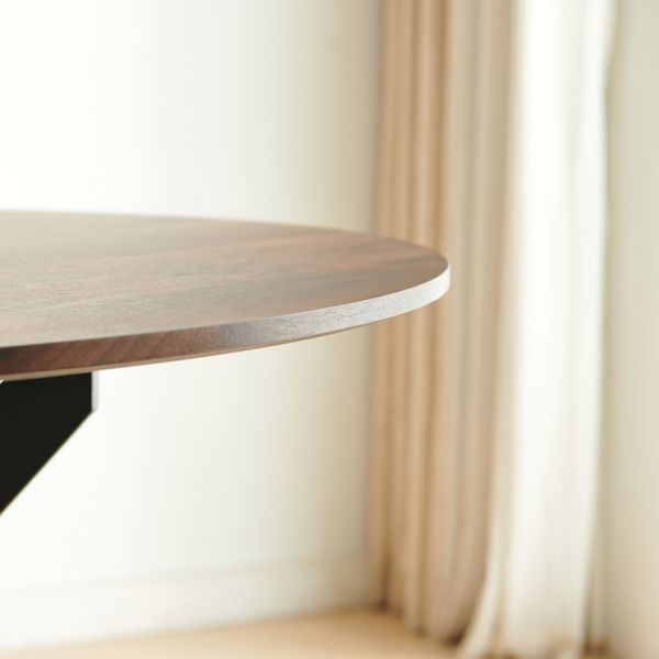 42.1' Table Mid-century Dining Table For 4-6 People With Round Mdf Table Top, Pedestal Dining Table, End Table Leisure Coffee Table,cross Leg_voghion.com