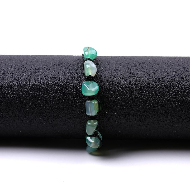 Colorful Free-Form Braided Bracelet - Red, Green & Lemon Yellow Irregular Agate Beaded Jewelry, Handmade Boho Style_voghion.com