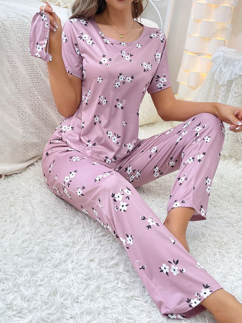 Vrouwen Slaapmode Melk Zijde Thuis Kleding Vrouwen Zomer Dunne Cartoon Print Korte Mouw Lange Broek Kan Buiten Worden Gedragen_voghion.com