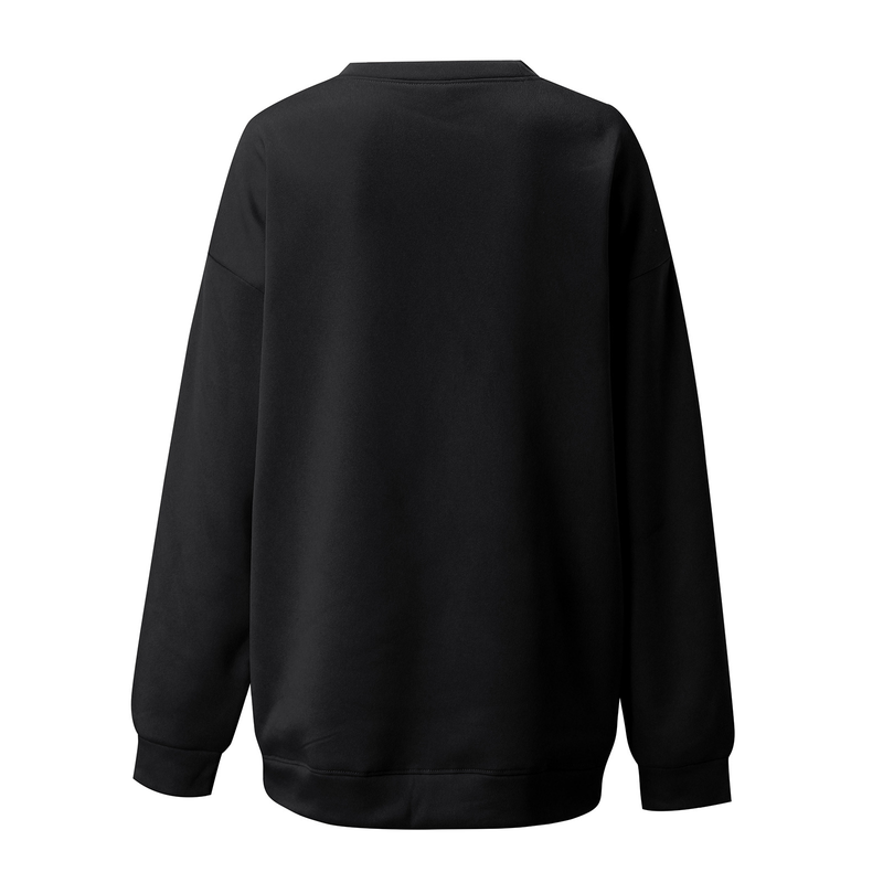 Women's off-the-shoulder long-sleeved sweatshirt mysterious printed fleece top_voghion.com
