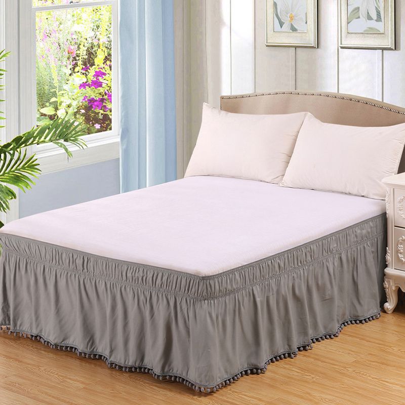 Gonna elastica per letto - Tinta unita con design antiscivolo (facile da installare, adatta a materassi da 20 a 40 cm, antipiega, Queen/King size)_voghion.com