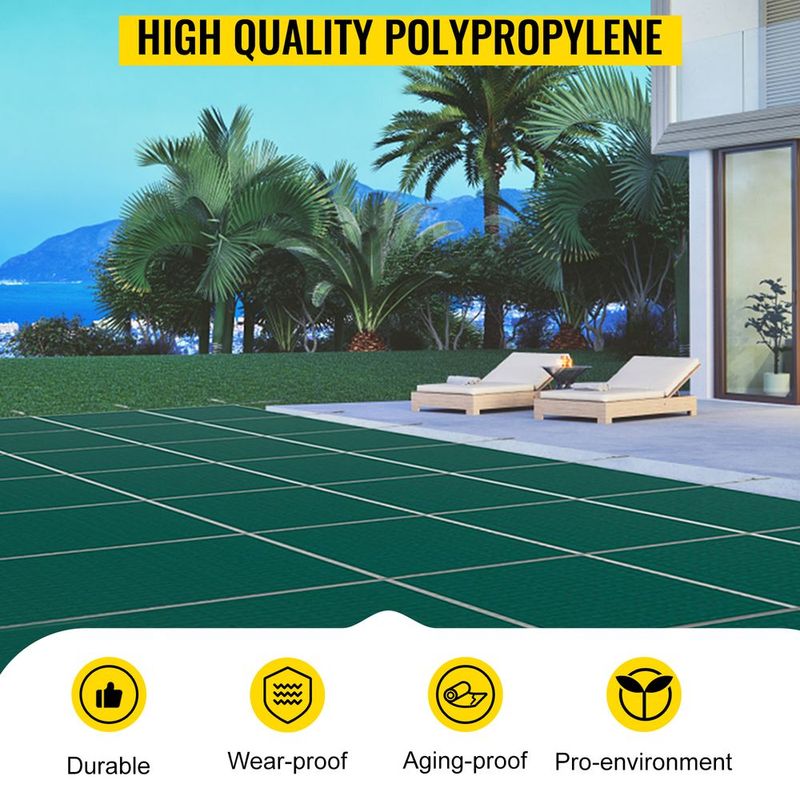 VEVOR Pool Safety Cover Fits 14x26ft Rectangle Inground Safety Pool Cover Green Mesh Solid Pool Safety Cover For Swimming Pool Winter Safety Cover_voghion.com