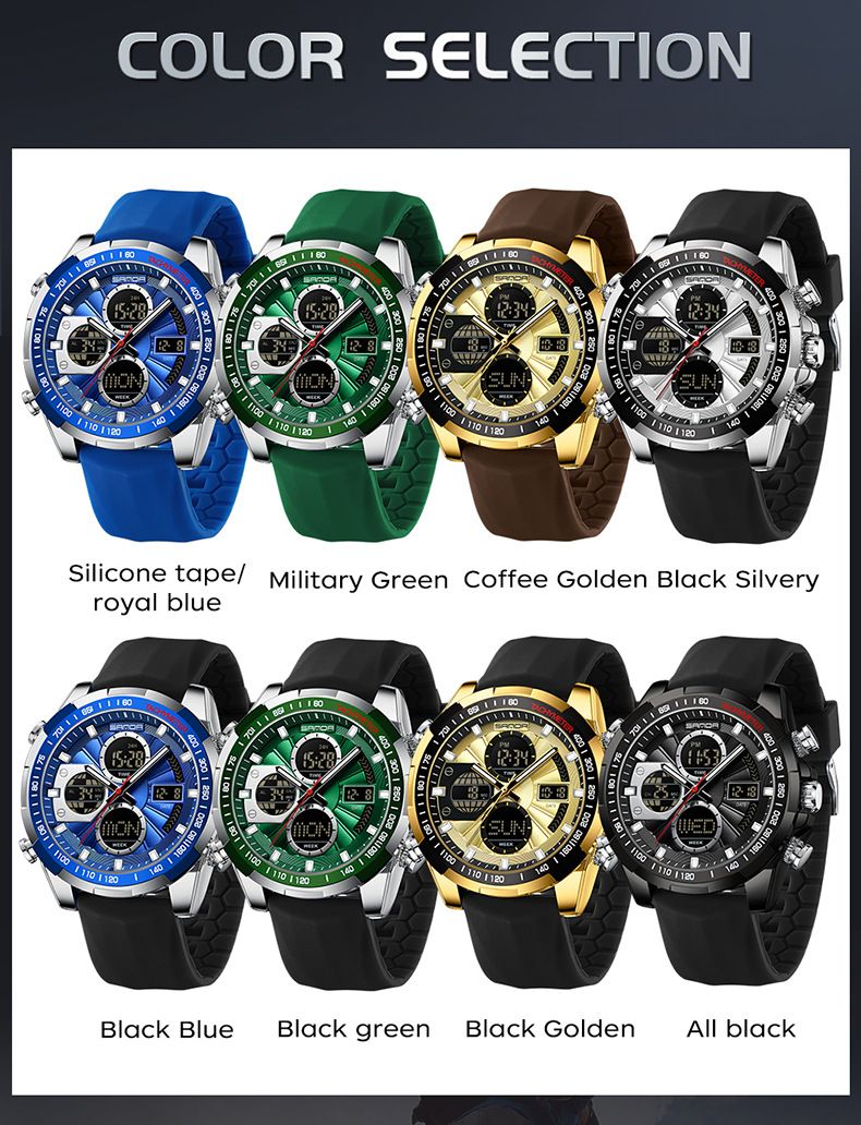 Orologio sportivo analogico digitale da uomo con doppio display, retroilluminazione a LED, impermeabile, timer per il conto alla rovescia, sveglia, cronometro, funzione giorno/data e orologio per il conto alla rovescia_voghion.com