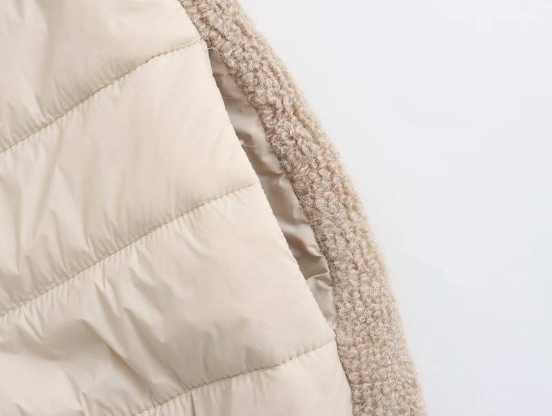 Chaleco de invierno nuevo, informal, sin mangas, cálido, con cuello levantado y retales con cremallera para mujer_voghion.com