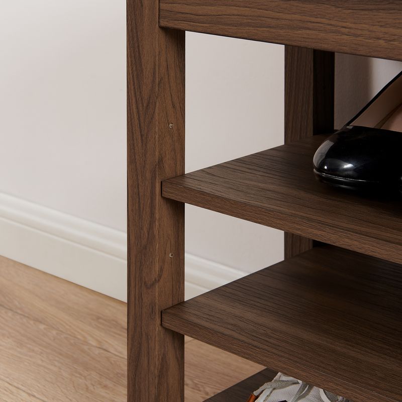A Height-adjustable Shoe-changing Bench Made Of High-quality Wood, Equipped With A Comfortable Seat And Concealed Storage Space,Natural Rubber Wood,Brown_voghion.com