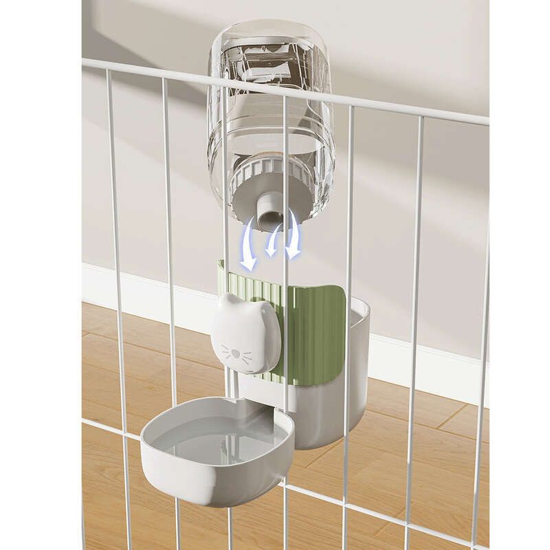 Huisdierdispenser, Automatische voerautomaat met grote capaciteit, Hangende kooiwaterfles, Kattenbak, Hondenbak_voghion.com